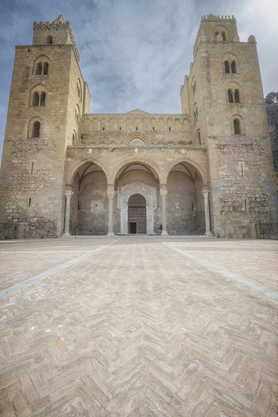 Facade of the cathedral in Cefalu Sicily