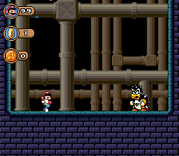 Mario faces the spiked Koopa boss