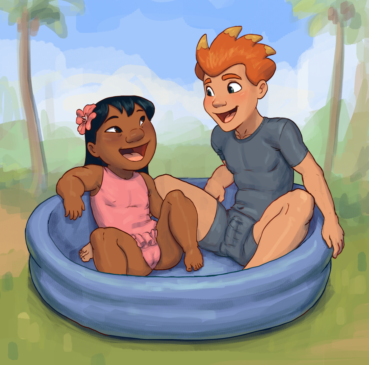 Attached: 2 images A commission of Lilo and Keoni 👍.