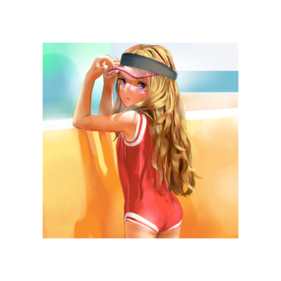 💜 Wysteria 🔞🎨🚸: "blonde loli in red one-piece swimsuit :blobsweat:" - 🔞